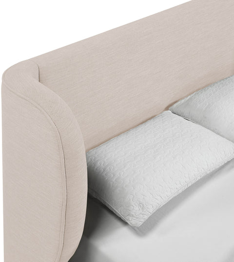 Greer Beige Linen Textured Fabric Upholstered Queen Bed, 1 Piece (Style 2)