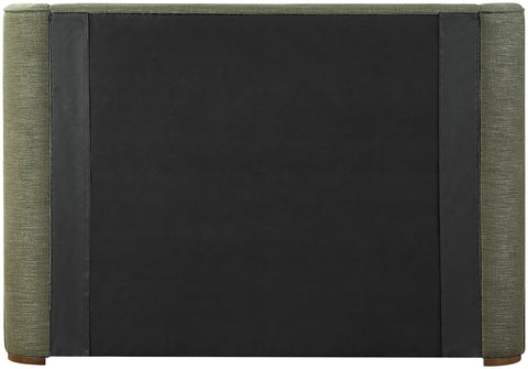 Greer Olive Green Linen Textured Fabric Upholstered King Bed, 1 Piece