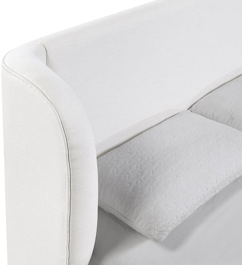 Greer Cream Linen Textured Fabric Upholstered Full Bed, 1 Piece (Style 3)