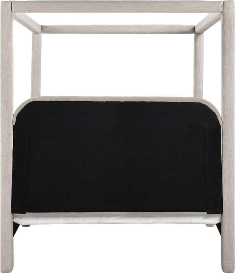 Indie Beige Linen Textured Fabric Upholstered King Bed, 1 Piece