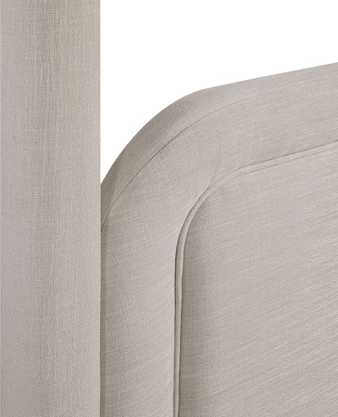 Indie Beige Linen Textured Fabric Upholstered Queen Bed, 1 Piece