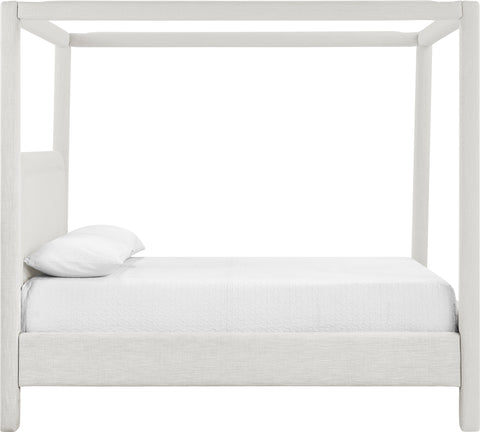 Indie Cream Linen Textured Fabric Upholstered Full Bed, 1 Piece