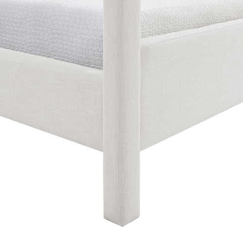 Indie Cream Linen Textured Fabric Upholstered Full Bed, 1 Piece