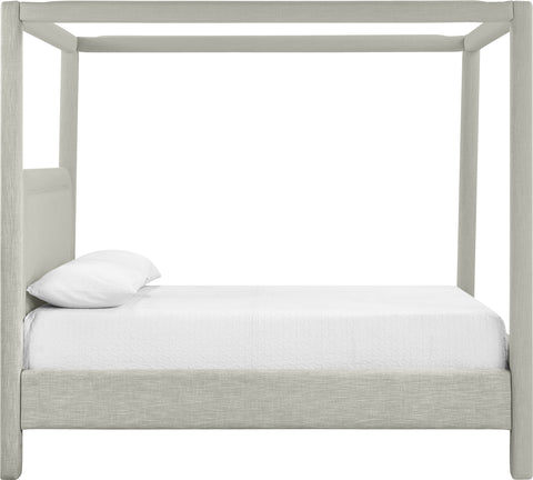 Indie Grey Linen Textured Fabric Upholstered Full Bed, 1 Piece
