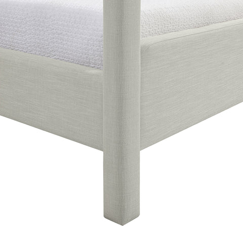 Indie Grey Linen Textured Fabric Upholstered Full Bed, 1 Piece