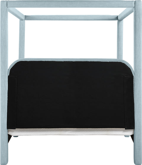 Indie Light Blue Linen Textured Fabric Upholstered Full Bed, 1 Piece