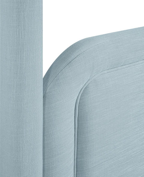 Indie Light Blue Linen Textured Fabric Upholstered Full Bed, 1 Piece