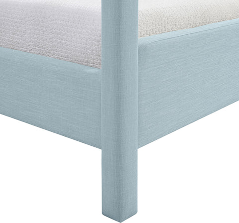 Indie Light Blue Linen Textured Fabric Upholstered Full Bed, 1 Piece