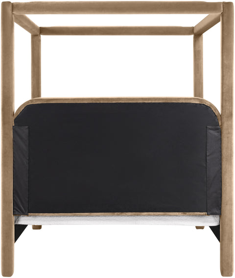 Indie Beige Velvet Upholstered Full Bed, 1 Piece
