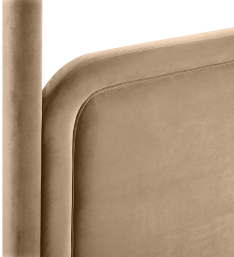 Indie Beige Velvet Upholstered Full Bed, 1 Piece