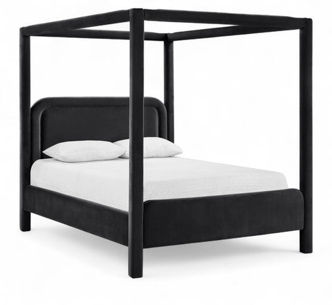 Indie Black Velvet Upholstered Full Bed, 1 Piece