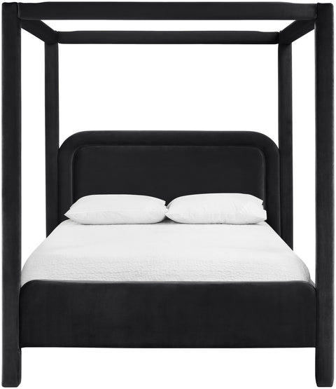 Indie Black Velvet Upholstered Full Bed, 1 Piece