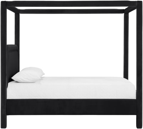 Indie Black Velvet Upholstered Full Bed, 1 Piece