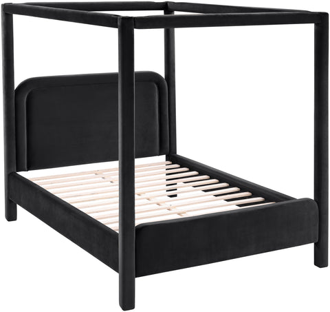 Indie Black Velvet Upholstered Full Bed, 1 Piece
