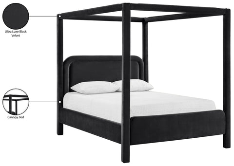 Indie Black Velvet Upholstered King Bed, 1 Piece