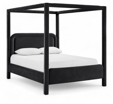Indie Black Velvet Upholstered King Bed, 1 Piece