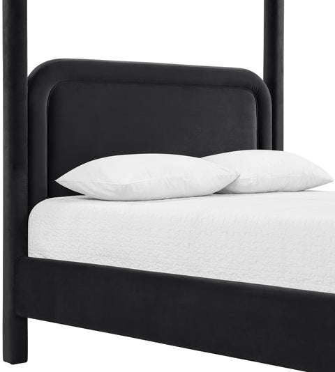 Indie Black Velvet Upholstered King Bed, 1 Piece