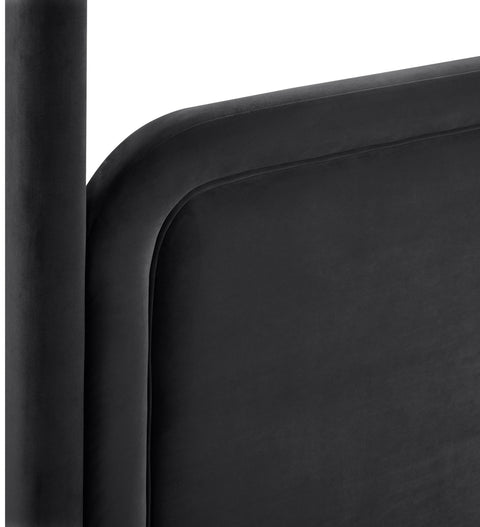 Indie Black Velvet Upholstered King Bed, 1 Piece