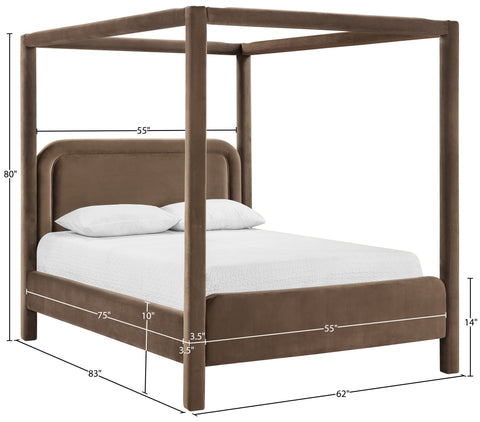Indie Brown Velvet Upholstered Full Bed, 1 Piece