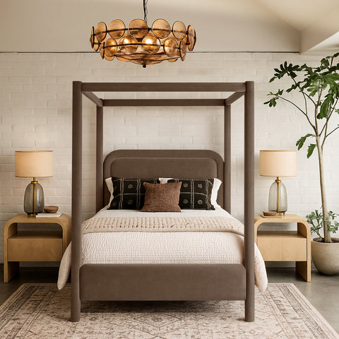 Indie Brown Velvet Upholstered Full Bed, 1 Piece
