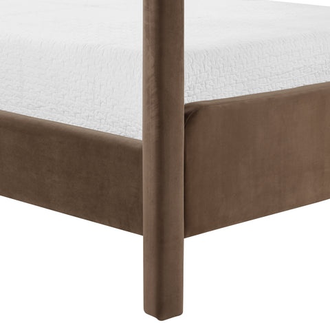 Indie Brown Velvet Upholstered Full Bed, 1 Piece