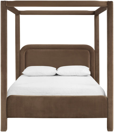 Indie Brown Velvet Upholstered King Bed, 1 Piece