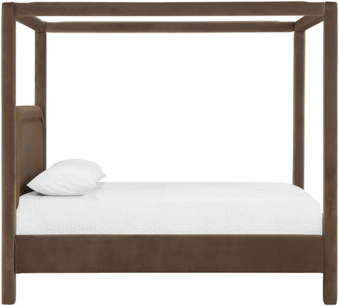 Indie Brown Velvet Upholstered King Bed, 1 Piece