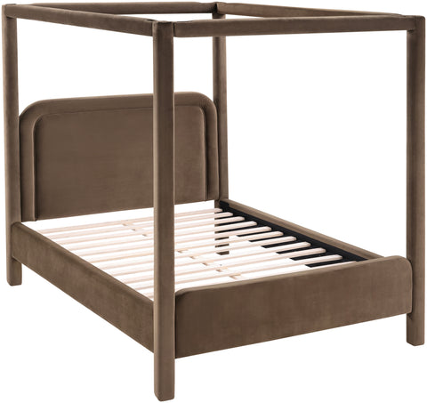 Indie Brown Velvet Upholstered King Bed, 1 Piece