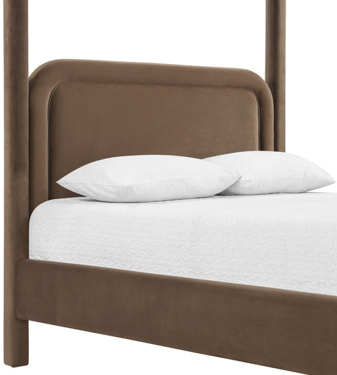 Indie Brown Velvet Upholstered King Bed, 1 Piece