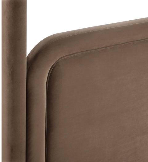 Indie Brown Velvet Upholstered King Bed, 1 Piece