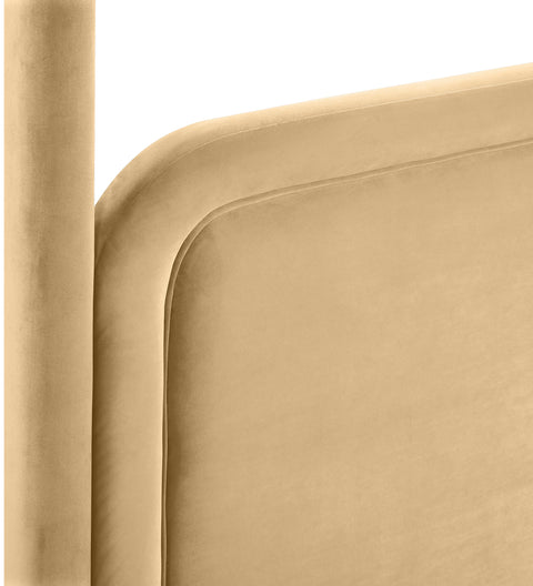 Indie Camel Velvet Upholstered King Bed, 1 Piece