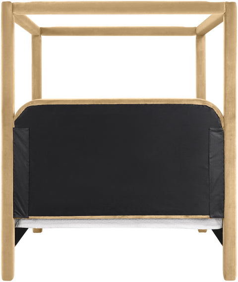 Indie Camel Velvet Upholstered Queen Bed, 1 Piece