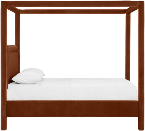 Indie Cognac Velvet Upholstered Full Bed, 1 Piece