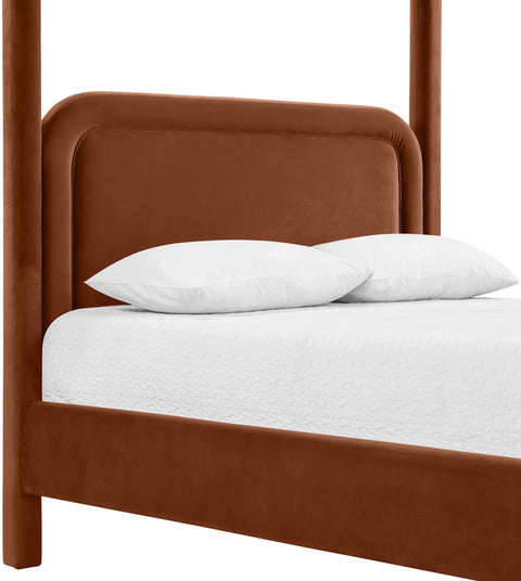 Indie Cognac Velvet Upholstered Full Bed, 1 Piece