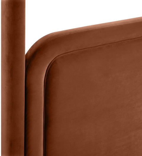 Indie Cognac Velvet Upholstered Full Bed, 1 Piece