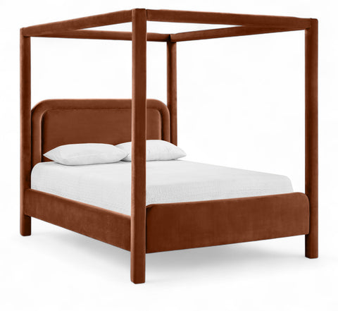 Indie Cognac Velvet Upholstered King Bed, 1 Piece