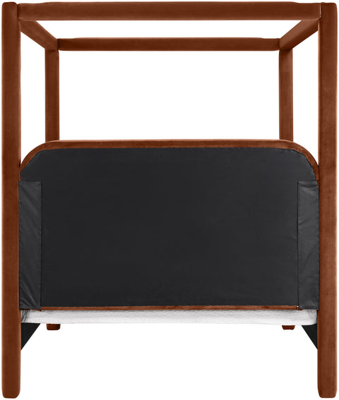 Indie Cognac Velvet Upholstered King Bed, 1 Piece