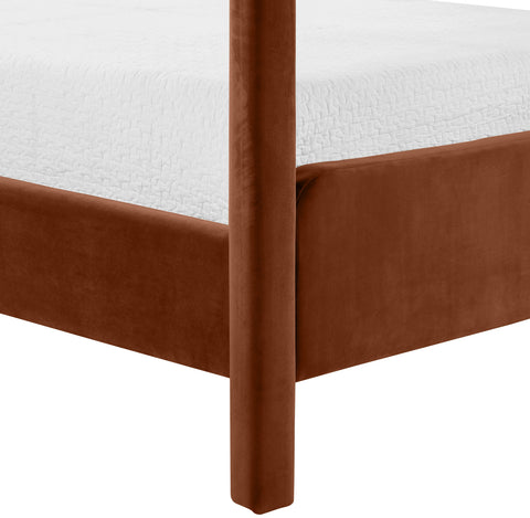 Indie Cognac Velvet Upholstered King Bed, 1 Piece