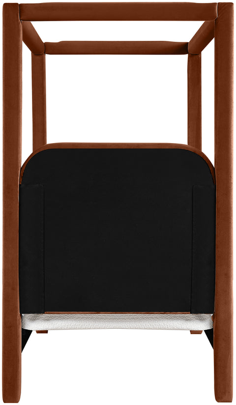Indie Cognac Velvet Upholstered Twin Bed, 1 Piece