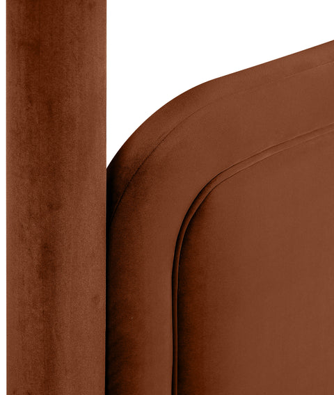 Indie Cognac Velvet Upholstered Twin Bed, 1 Piece