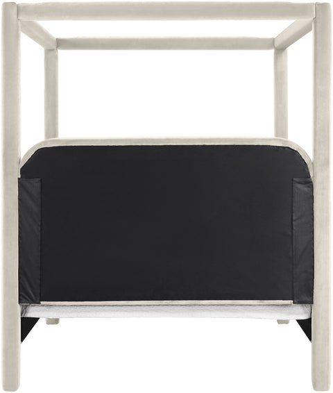 Indie Cream Velvet Upholstered Full Bed, 1 Piece