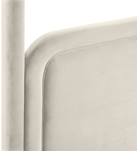 Indie Cream Velvet Upholstered Full Bed, 1 Piece