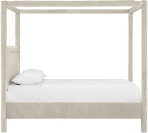 Indie Cream Velvet Upholstered King Bed, 1 Piece