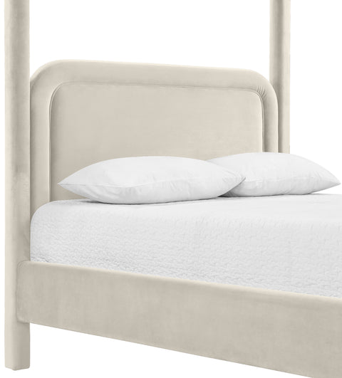Indie Cream Velvet Upholstered King Bed, 1 Piece