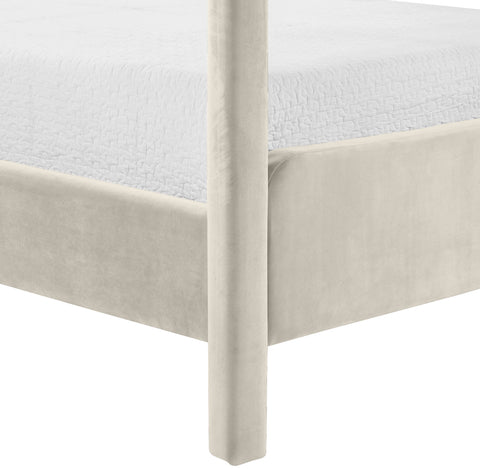 Indie Cream Velvet Upholstered King Bed, 1 Piece