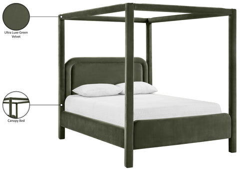 Indie Green Velvet Upholstered Full Bed, 1 Piece