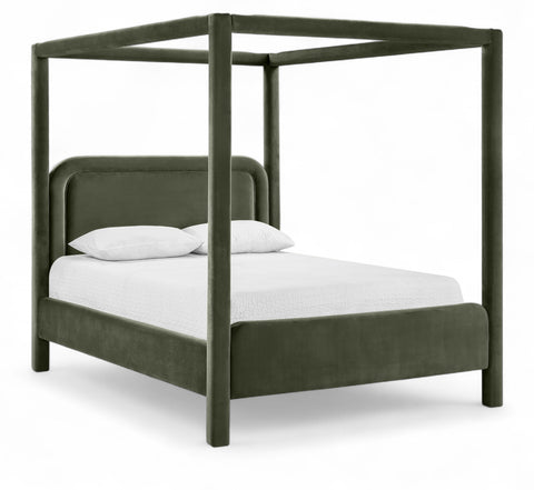Indie Green Velvet Upholstered Full Bed, 1 Piece