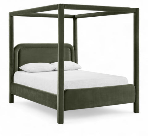Indie Green Velvet Upholstered King Bed, 1 Piece