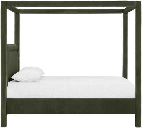 Indie Green Velvet Upholstered King Bed, 1 Piece