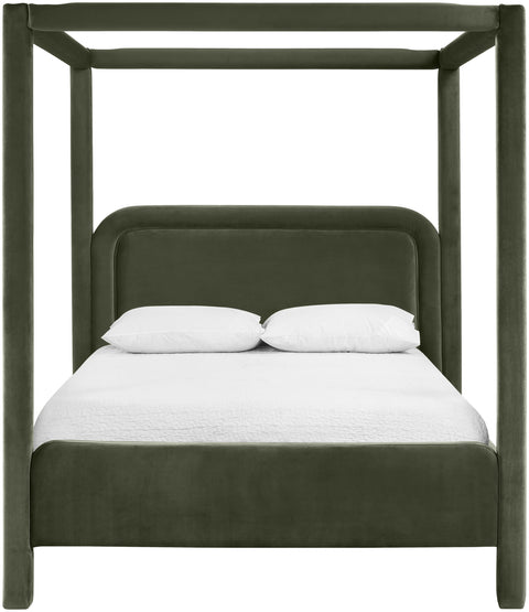 Indie Green Velvet Upholstered Queen Bed, 1 Piece